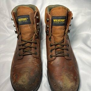 Wolverine DuraShocks Mens 8.5 Brown Leather Steel Toe Work Boots Oil Resisting